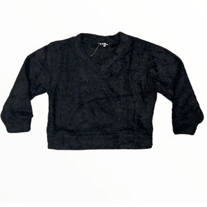 Flowers by Zoe toddler girl fuzzy black sweater